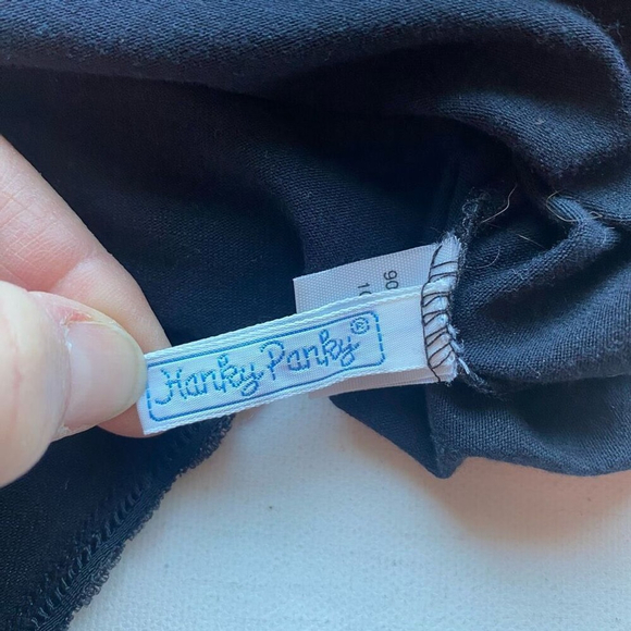 90s Y2K Hanky Panky Cotton Bodysuit Lace Mock Neck Black Womens Medium - Picture 6 of 11